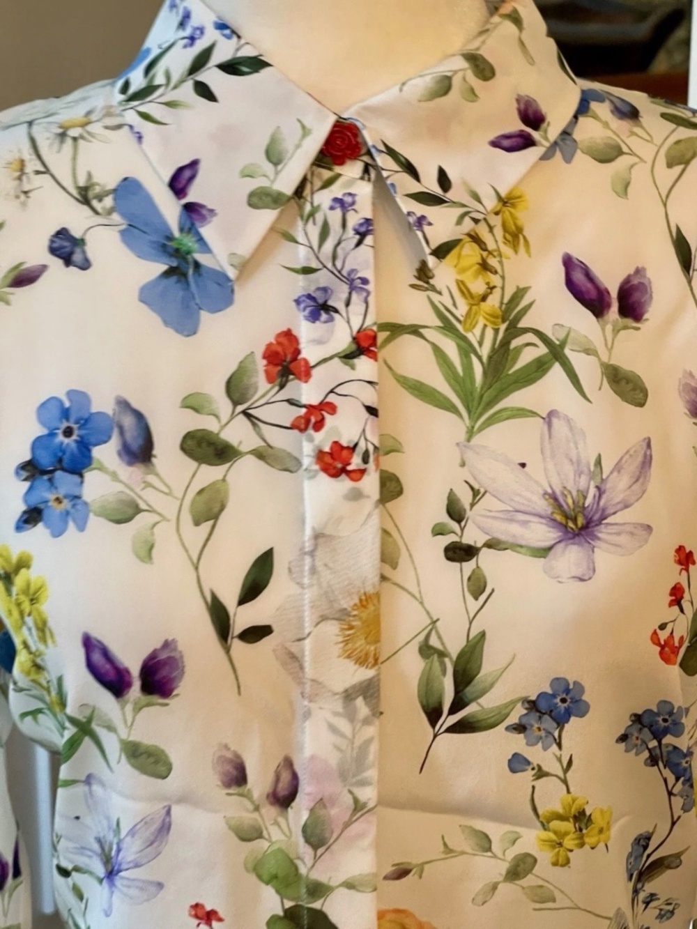 Alice + Olivia Willa Silk Floral Blouse In Twisting Vines White NWT Sz XL - Picture 10 of 15